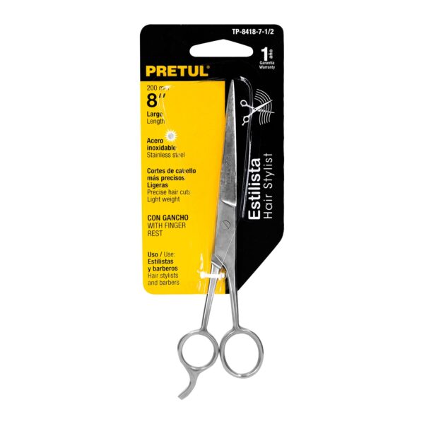 Tijera para estilista con gancho, 7-1/2", Pretul