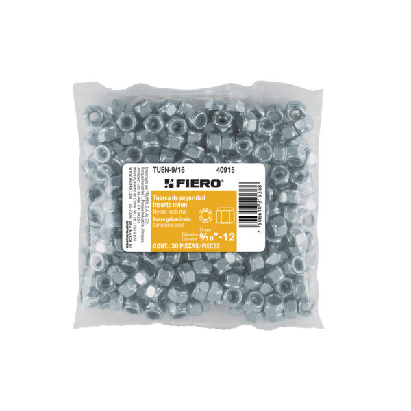 Bolsa con 250 tuercas de seguridad de 1/4" FIERO