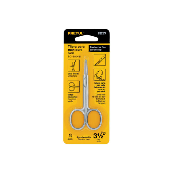 Tijera para manicure 3-1/2' punta fina cuticula Pretul