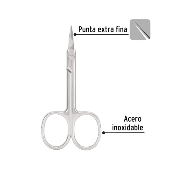 Tijera para manicure 3-1/2' punta fina cuticula Pretul