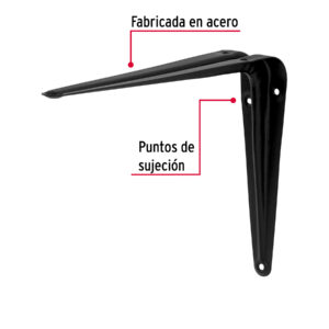 Mensula de acero 6x8" 15x20cm Negra