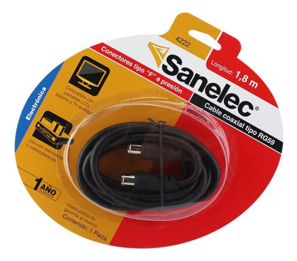Cable coaxial RG59 para TV Cable de 1.8m