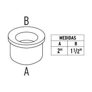 Chupon Fregadero de hule de 2" a 1-1/2"