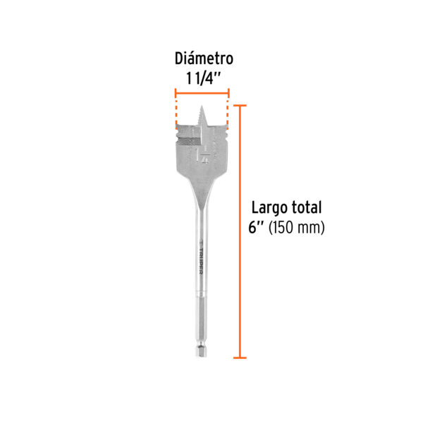 Broca plana de manita, 1-1/4" , Truper
