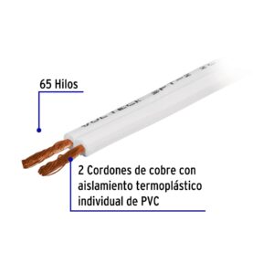 Cordon duplex para extensiones, 12 AWG rollo 100 m