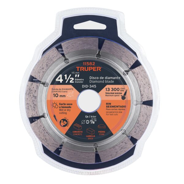 Disco de diamante 4-1/2" Pieda Concreto Corte Rapido