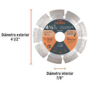 Disco de diamante 4-1/2" Pieda Concreto Corte Rapido