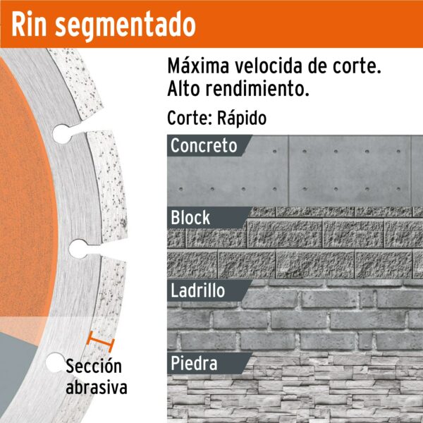 Disco de diamante 4-1/2" Pieda Concreto Corte Rapido