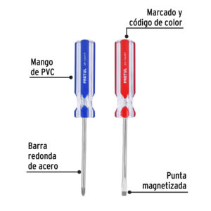 Par de desarmadores de 1/4" mango pvc