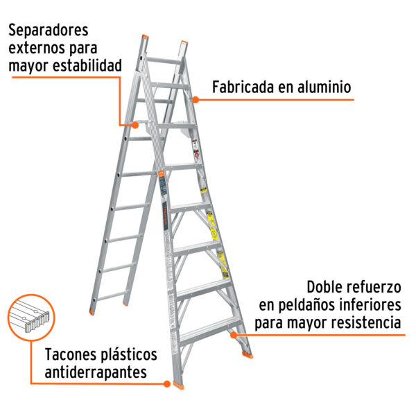 Escalera de combinacion, tipo ll, 15 escalones
