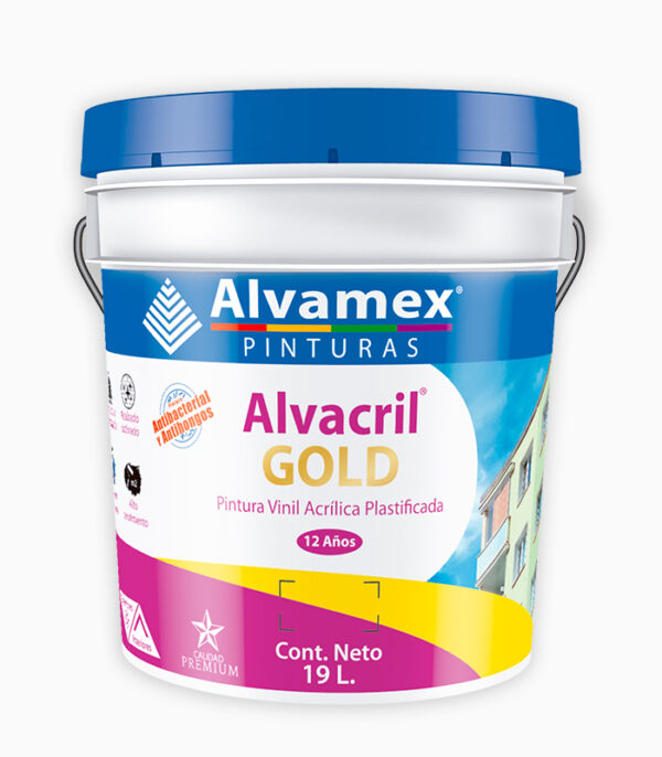 Cubeta Pintura Vinilica Alvacril Plastificada Sanitada Blanco 19L