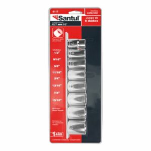 Juego de 8 dados estandar std cuadro 1/2" Santul