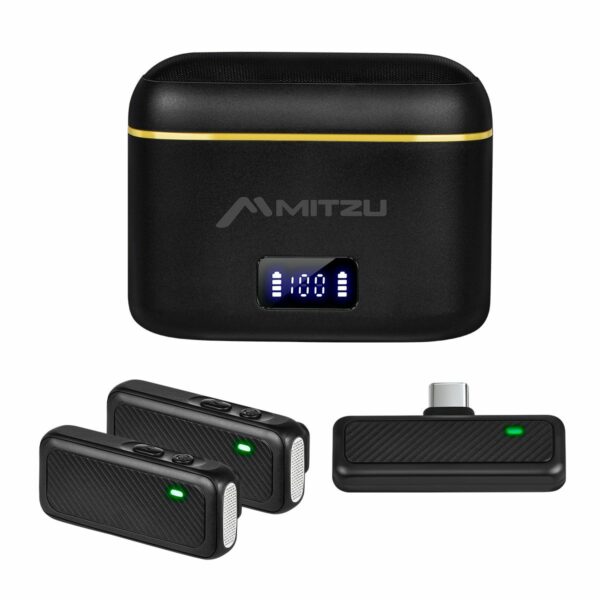 Set de 2 micrófonos de solapa lavalier Recargables USB Tipo C