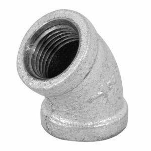 Codo 45°, acero galvanizado, 1/2"