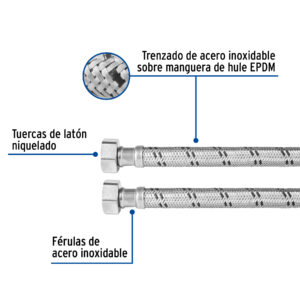 Manguera de hule, 3/4", 80 cm, acero, usos generales