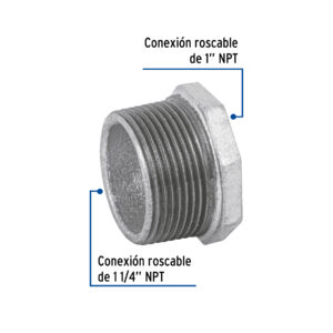 Reduccion bushing, acero galvanizado, 1-1/4 x 1"