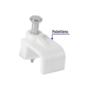 Grapa para cable plano 6x9.5mm blanca bolsa 500 pzas