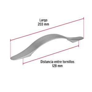 Jaladera de 128mm, linea Burgos, niquel, HERMEX