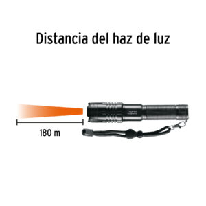Linterna recargable de LED, aluminio, 180 lm