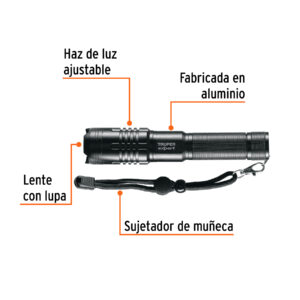 Linterna recargable de LED, aluminio, 180 lm