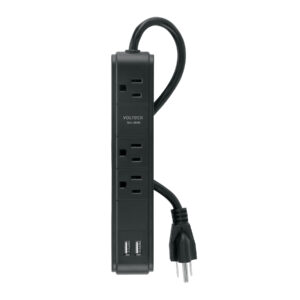 Multicontacto 3 entradas 2 ptos USB sup de picos 300 J negro