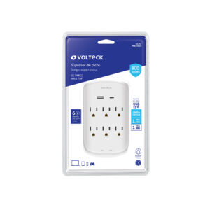 Multicontacto de pared de 6 contactos y 2 USB A+C 800 Joules
