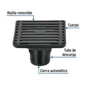 Resumidero acero inoxidable Negro Mate cuadrado 4x4"