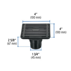 Resumidero acero inoxidable Negro Mate cuadrado 4x4