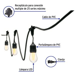Serie de 24 luces de LED vi tage para exterior de 14.6m