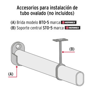 Tubo ovalado cromado para closet de 3m dimetro 1
