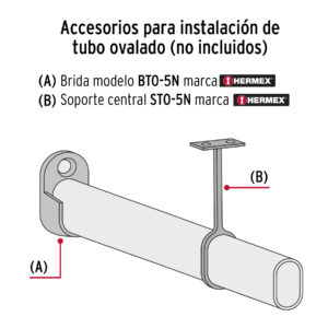 Tubo ovalado cromado para closet de 3m dimetro 1