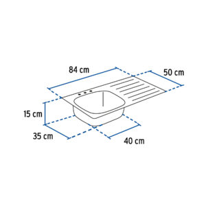 Tarja de empotrar 80x50cm Tina izquierda Calibre 24 Serie 304