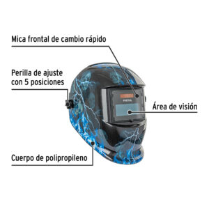Careta electronica p/soldar, rayos, sombra 9 a 13, PRETUL