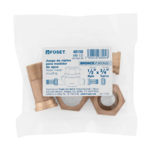 Juego de 2 Niples con tuercas para medidor de agua de 1/2