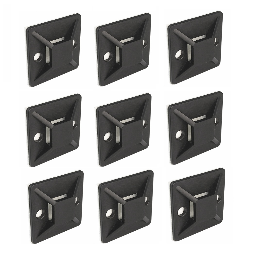 Pack 100 Piezas de Base Autoadherible para cinchos 3x3cm Negros