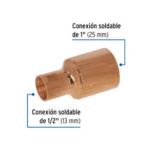 Cople reduccion bushing cobre de 1"x1/2"