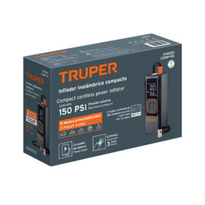 Inflador de aire inalambrico portatil llantas 150psi Truper 12v 5v