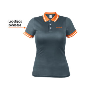 Playera tipo polo, dry fit, gris, para dama, talla CH