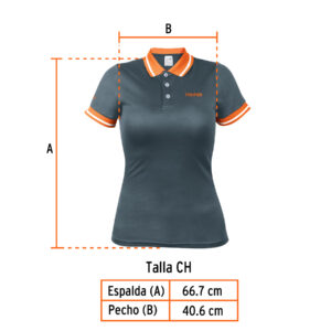 Playera tipo polo, dry fit, gris, para dama, talla CH