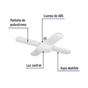 Lampara de LED 40w tipo ventilador con 4 aspas ajustables