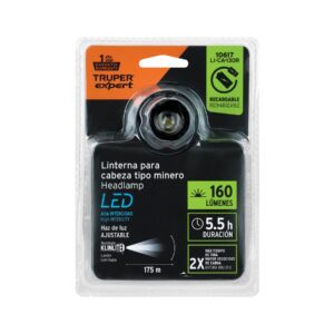 Linterna cabeza minero 160 lumenes recargable