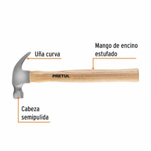 Martillo uña curva 7 oz, Pretul