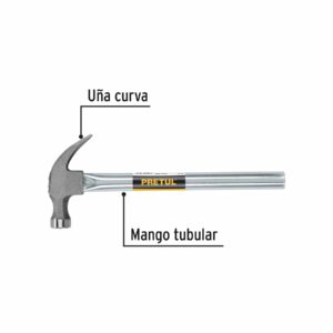 Martillo uña recta de 16oz mango tubular Pretul