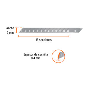 Cuchillas de repuesto para cutter de 9 mm, 10 piezas