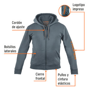 Sudadera gris para caballero, talla extra grande