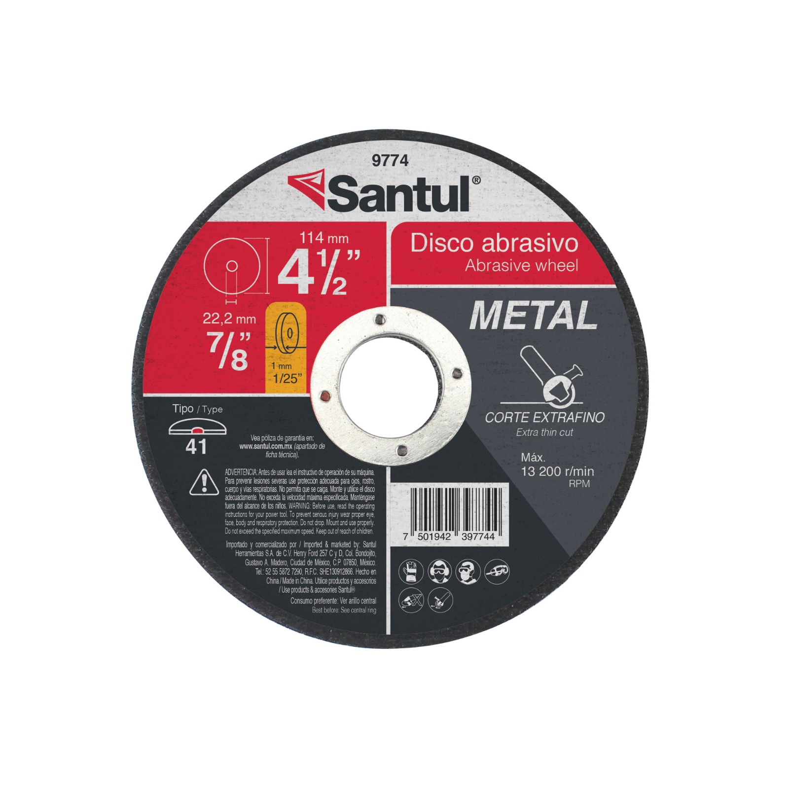 Disco Corte Metal 4-1/2" 1.2mm Santul