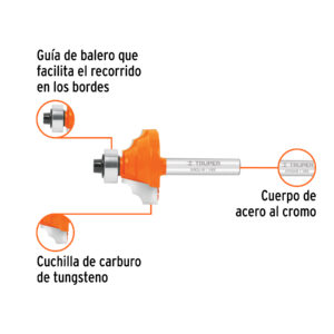 Broca para router, moldura clasica, 1-1/8" con balero