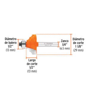 Broca para router, moldura clasica, 1-1/8