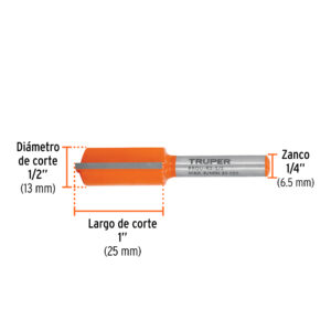 Broca para router, recta 2 filos, 1/2