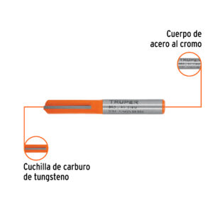 Broca para router, recta 2 filos, 1/4", mediana